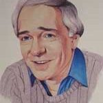 A portrait of an older man in a sweater.